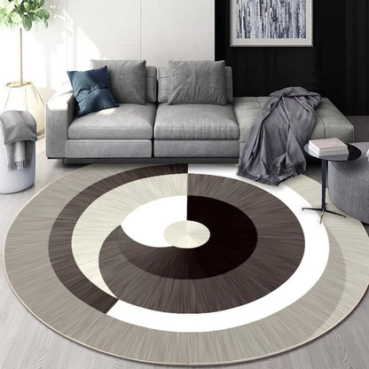 DecorBites™ Circular Geometric Cashmere Floor Mat for Living Room, Stain Resistant & Easy-Clean