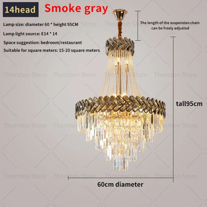 DecorBites™ Crystal Chandelier: Modern European Duplex Villa Living Room Luxury Hollow Stair Light