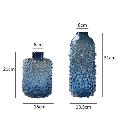 DecorBites™ Clear Glass Flower Vase Hydroponic Home Decoration Texture Uneven Texture