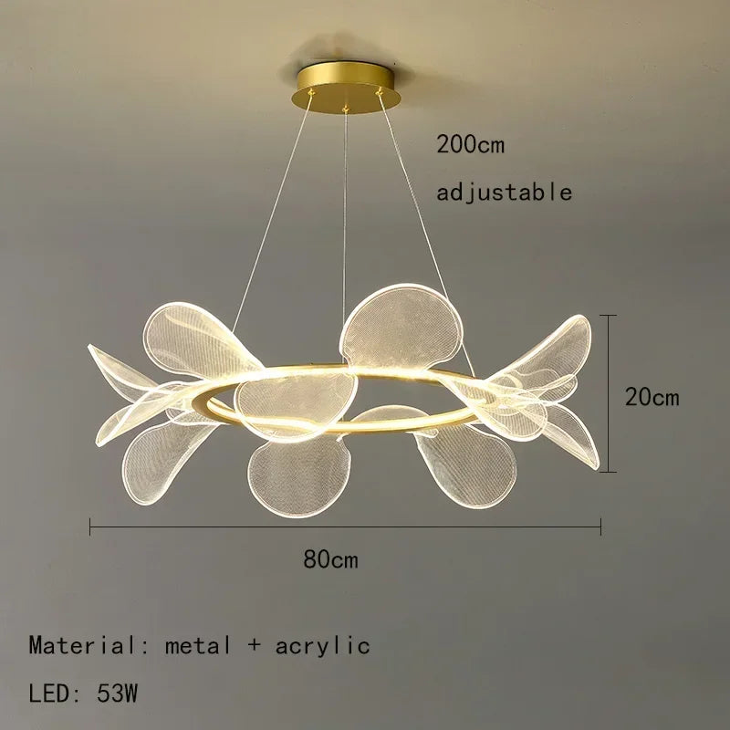 Lámpara de araña LED DecorBites™ con forma de flor: Colgante acrílico de lujo para sala de estar, dormitorio y cocina modernos.