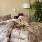 Decobites Vintage Rose Organza Lace Ruffles Bedding Set with Soft Lyocell Cotton Duvet Cover