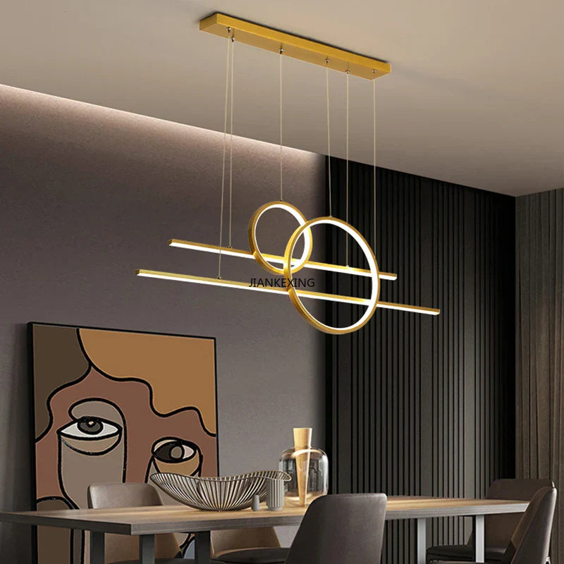 Lámpara de araña LED regulable en negro y dorado Decorbites™ para iluminación de comedor, cocina y bar