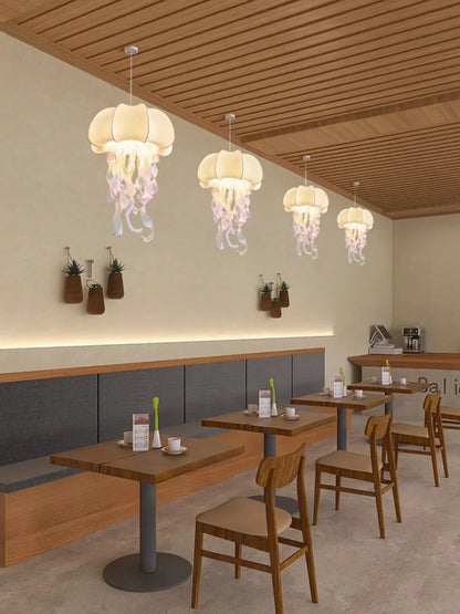 DecorBites™ Jellyfish Silk Chandelier: Romantic Pendant Light for Living Room Bedroom Dining Room