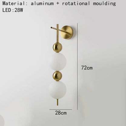 DecorBites™ LED Wall Sconce White Acrylic Ball Gold Metal Bedroom Lighting