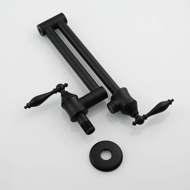 DecorBites™ Brass Double Joint Telescopic Kitchen Faucet, Double Handle Sink Faucet