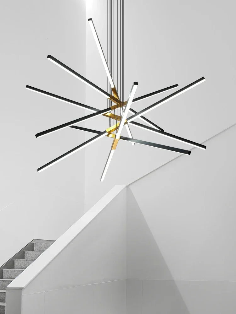 DecorBites™ Black Nordic Minimalist Chandelier for Living Room, Staircase, and Restaurant Lighting