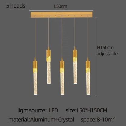 DecorBites™ Gold Crystal LED Chandelier: Modern Dining Room Lamps, Hanging Kitchen Ceiling Light