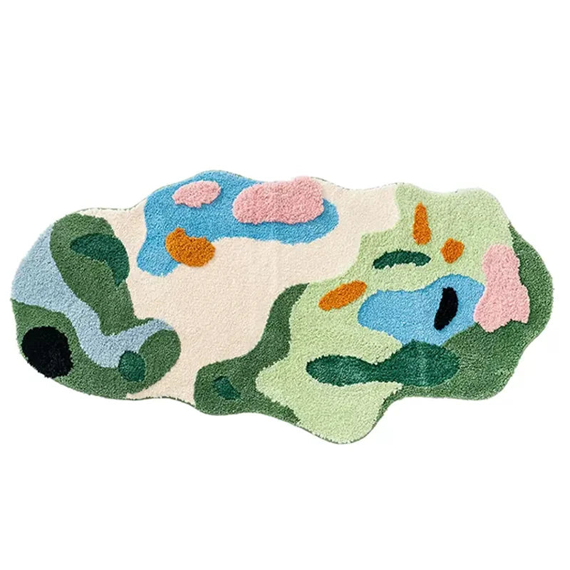 Alfombra DecorBites™ Luxe 3D de musgo tejida a mano - Alfombra irregular para habitación infantil