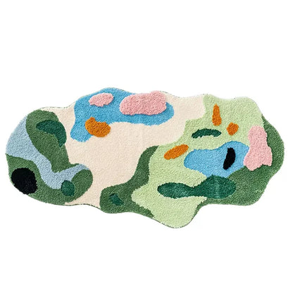 Alfombra DecorBites™ Luxe 3D de musgo tejida a mano - Alfombra irregular para habitación infantil