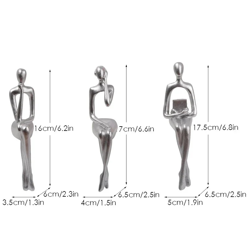 مجموعة من 3 تماثيل تجريدية من DecorBites™ - منحوتات فنية حديثة للمنزل والمكتب