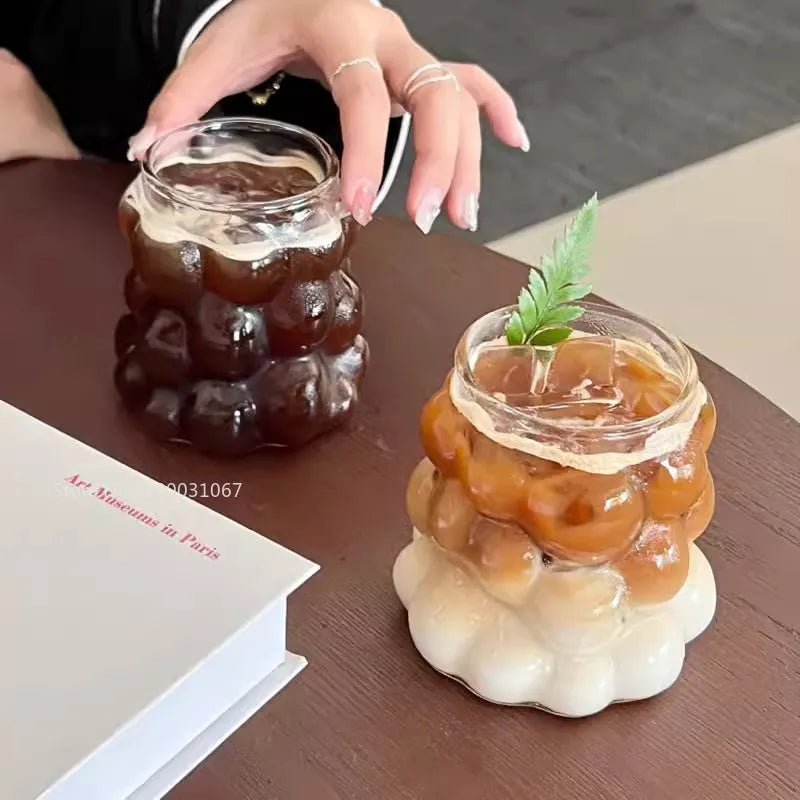 DecorBites™ Heat-Resistant Grape Glass Cup Set: Transparent Drinking Cups for Coffee, Tea, Juice & Beer