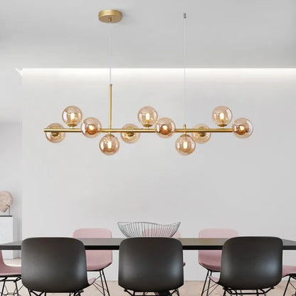 DecorBites™ Gold Glass Ball LED Pendant Light 11 Heads Kitchen Dining Room Suspension