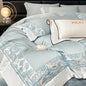 Decobites Luxury Rose Butterfly Embroidery Bedding Set 4Pcs