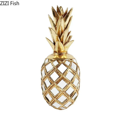 DecorBites™ Golden Pineapple Resin Sculpture Desk Decoration Art Statuette