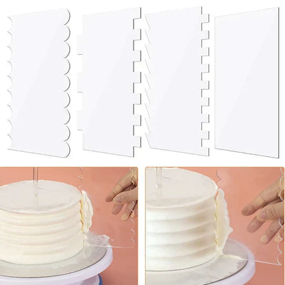 DecorBites™ Cake Cream Scrapers: Saw Tooth Smoother Contour Pastry Dessert Baking Tools