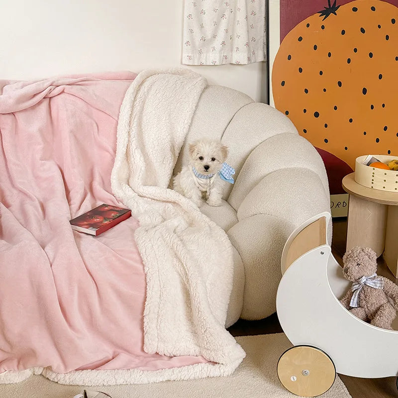 DecorBites™ Lamb Wool Multi-Purpose Blanket: Soft & Warm Sofa Cover, Office Quilt