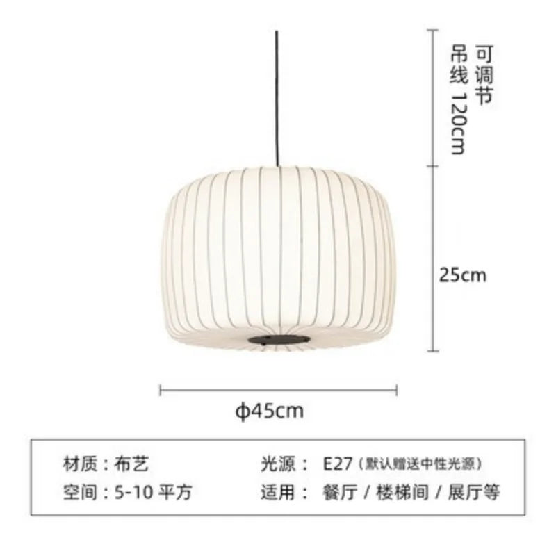 DecorBites™ Japanese Style Cloth Pendant Light - Nordic Design for Living Room and Restaurant
