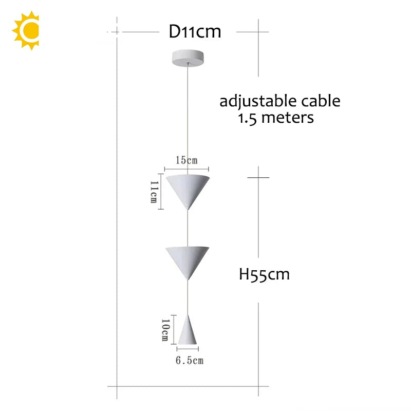 Lámpara colgante cónica DecorBites™ de 17 W, blanca y negra, estilo industrial, para isla de cocina o mesilla de noche.