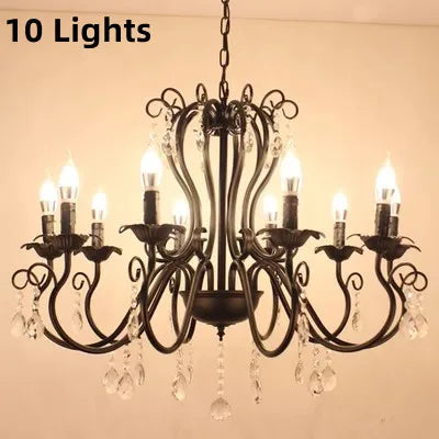 ثريا DecorBites™ المعدنية باللونين الأسود والأبيض مع قلادات كريستالية لإضاءة منزلية أنيقة