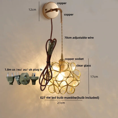 DecorBites™ LED Wall Lights Clear Glass Adjustable Bedside Lamp Nordic Modern Style