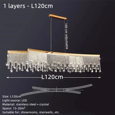 Lámpara de araña de cristal DecorBites™ con diseño de cascada para vestíbulo, comedor, hotel o decoración del hogar.