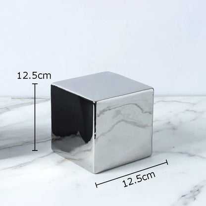 DecorBites™ Cube Round Statue Decor Ceramic Ornament Sculpture Artwork for Desk & Room