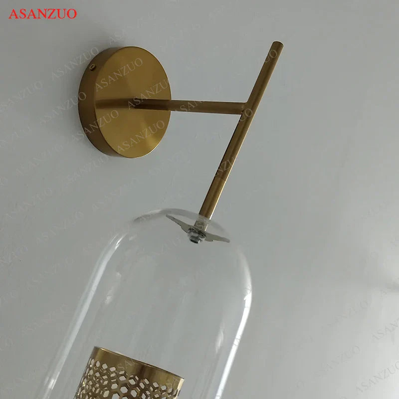 DecorBites™ Brass Glass Wall Lamp for Bedroom, Living Room, Aisle - Nordic Design