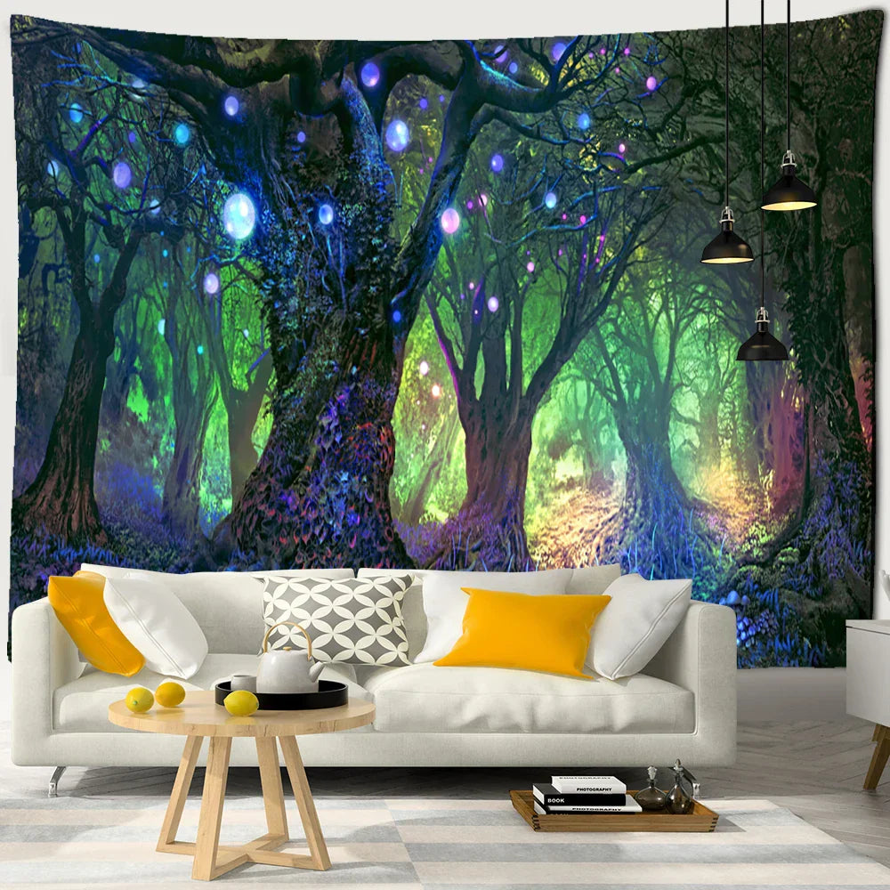 Decobites Mountain Sea Jungle Tapestry Wall Hanging - Bohemian Nature Landscape Psychedelic Decor