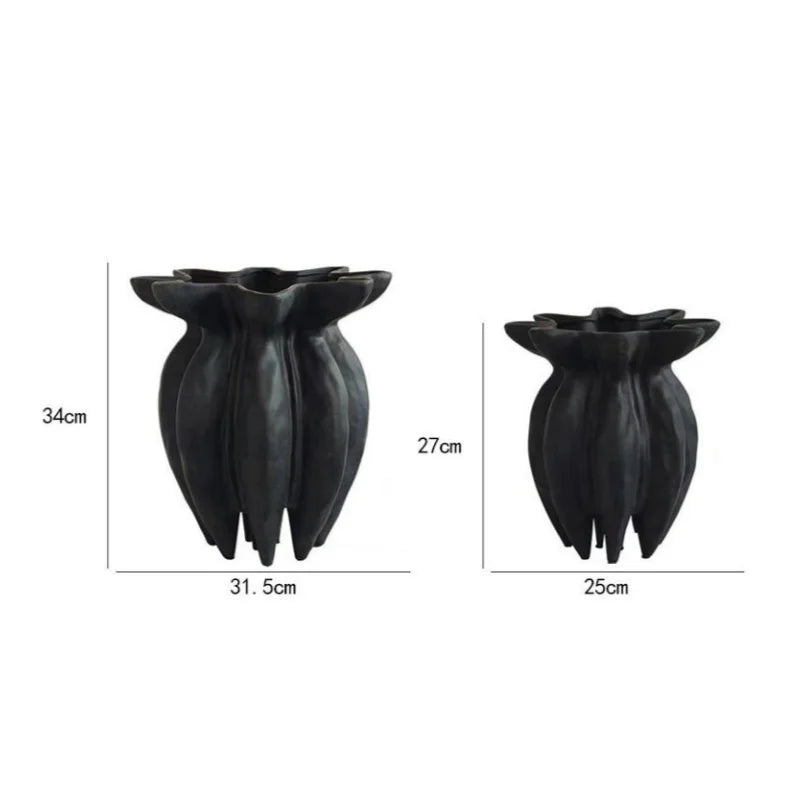 DecorBites™ Black Jellyfish Petal Vase - Artistic Home Décor Handicraft