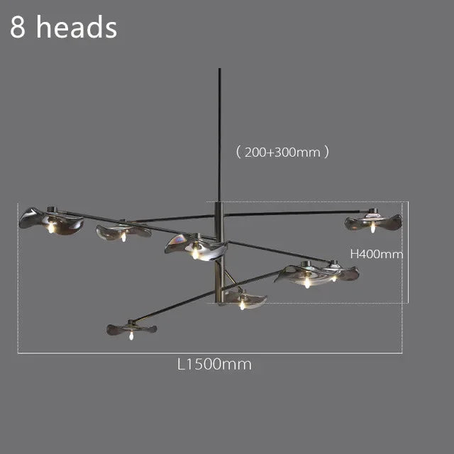 DecorBites™ Lotus Leaf Glass Ceiling Chandelier for Bedroom Living Room Hall Lighting