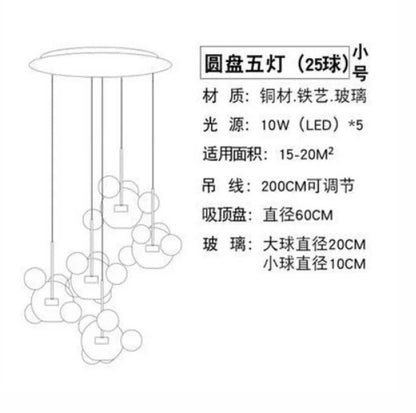 DecorBites™ Glass Chandelier: Nordic-Italian LED Pendant Light for Living & Dining Room