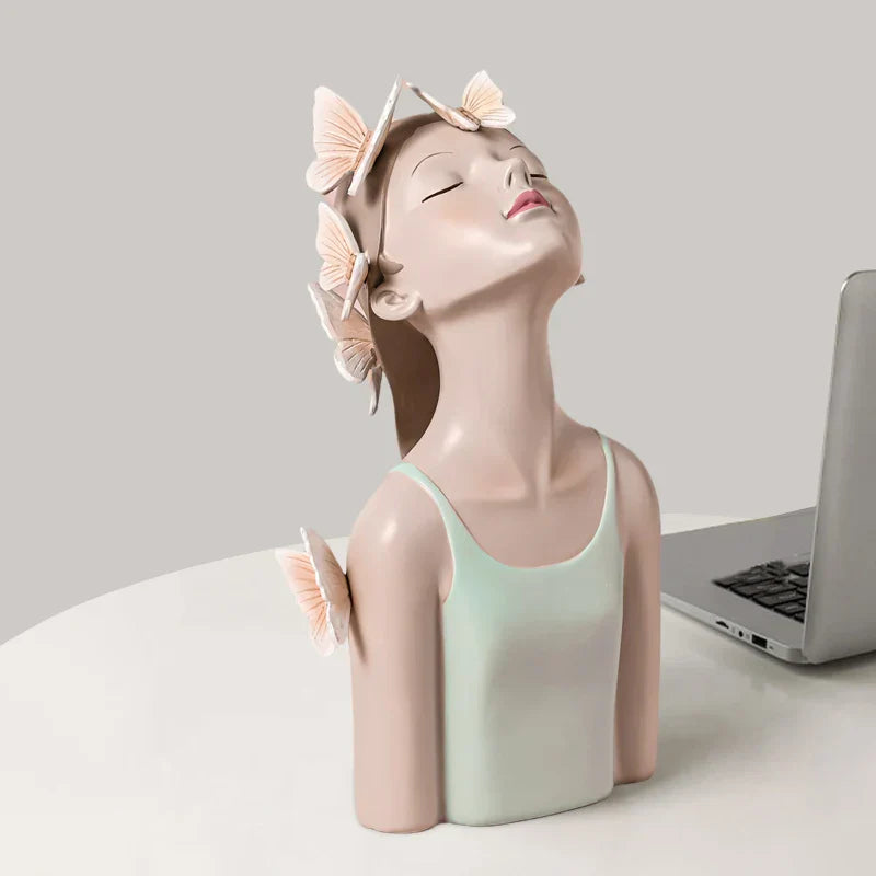 DecorBites™ Butterfly Fairy Resin Figurines with Gold Tray Home Decor Craft