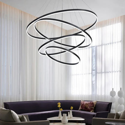 DecorBites™ Circle Ring Art Chandelier for Duplex Villa Staircase Hall Living Room
