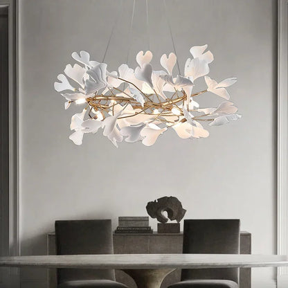 DecorBites™ Leaf Branch Ceramic Chandelier | Modern Golden Lighting Fixture for Living Room