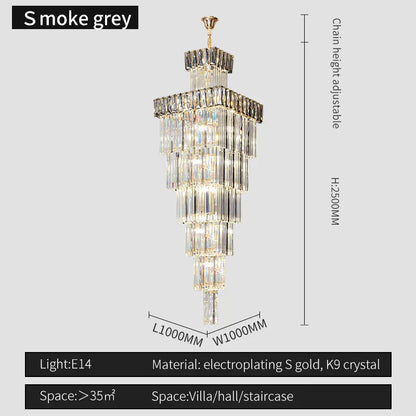 DecorBites™ Crystal Chandelier: Luxury Spiral Staircase Pendant Light for Duplex Hollow Loft