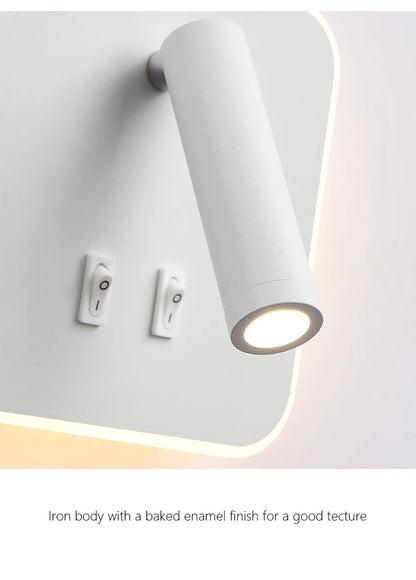 DecorBites™ LED Wall Lamp USB Charging Bedroom Hotel Bedside Reading Sconce Switch