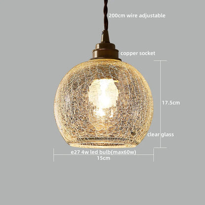 DecorBites™ Japanese Style LED Pendant Lamp Copper Glass Hanging Light Fixtures