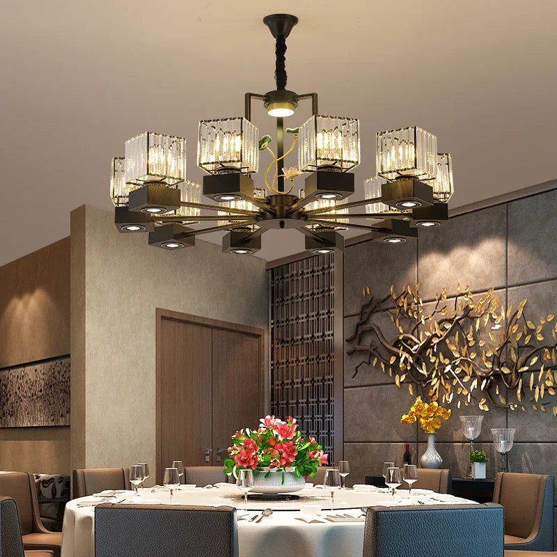 DecorBites™ Crystal Dining Room Chandelier with Spotlights for Hotel Club Ballroom