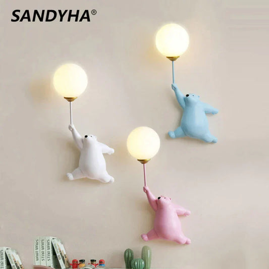 DecorBites™ Bear Wall Lamp | Cute Nordic Cartoon Design for Girls Bedroom, Study, Dormitory
