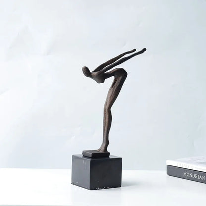 DecorBites™ Diving Sportsman Metal Sculpture - Abstract Swimming Figure for Home Decor