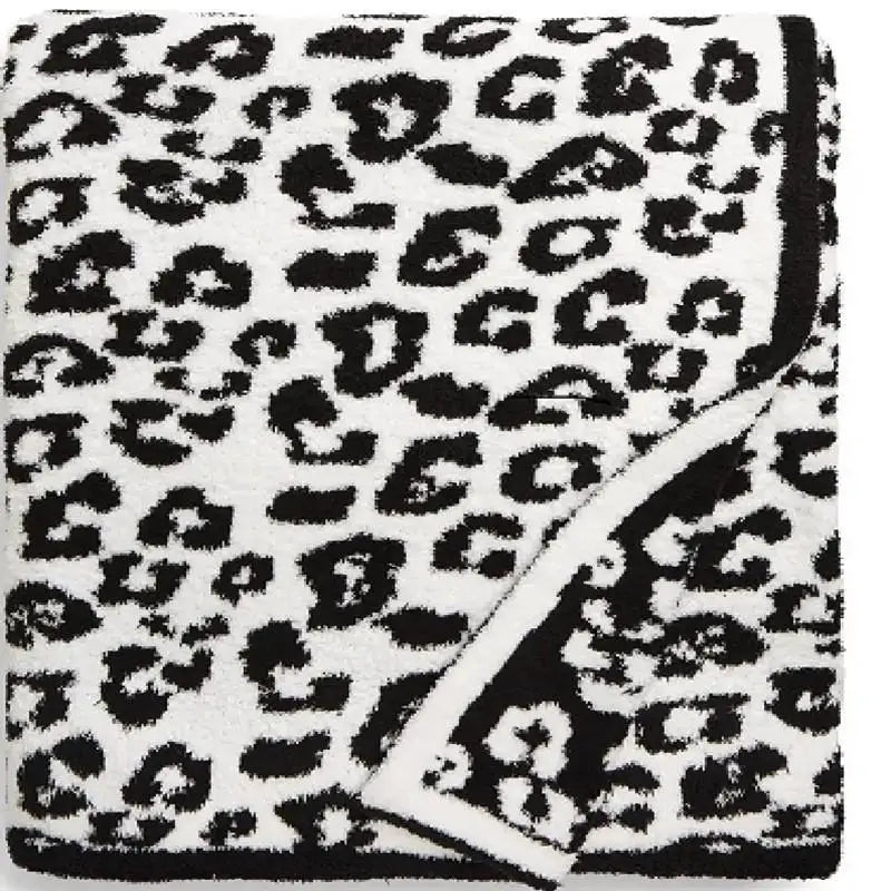 DecorBites™ Leopard Print Knitted Fleece Blanket: Super Soft & Lightweight for Sofa Nap