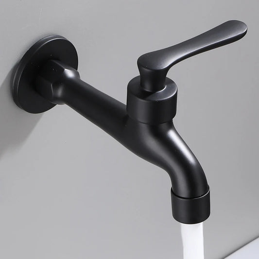 Bathroom Black Single Cold Tap Wall Washing Machine Single Tap Cold Water Faucet Garden Black Tap