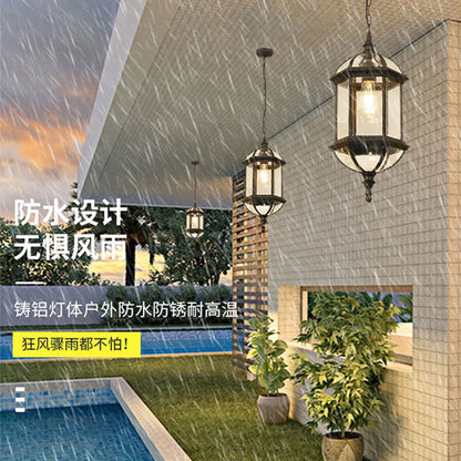 مصباح معلق LED أسود من DecorBites™ للاستخدام الخارجي للشرفات والممرات والإضاءة الخارجية