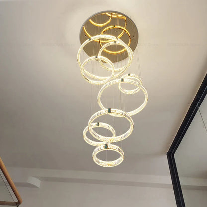 DecorBites™ Duplex Crystal Chandelier for Modern Living Room & Empty Stairwell Building