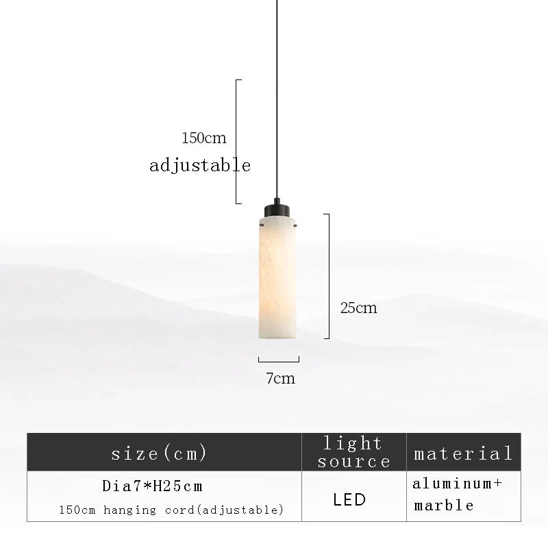 ديكوربايتس™ مصباح معلق أسطواني من الرخام باللون الأسود الذهبي لديكور المنزل العصري
