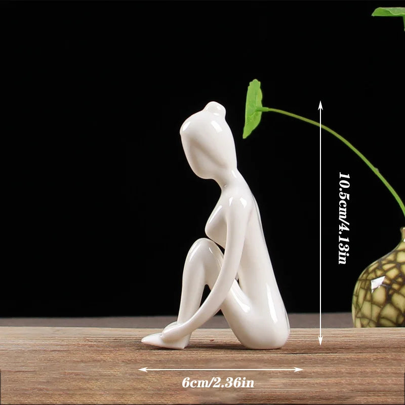 DecorBites™ Abstract Yoga Figure Porcelain Statue Home Decor Sculpture