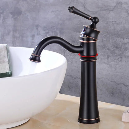 DecorBites™ Black Brass Basin Faucet High Arch Single Handle Deck Mounted Mixer