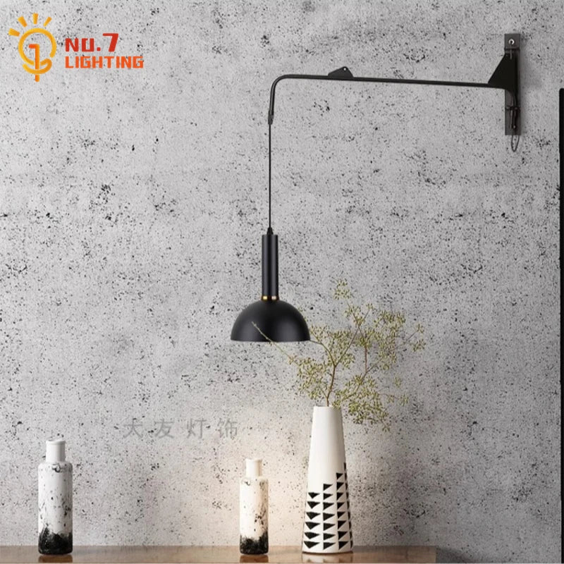 DecorBites™ Gold/Black Swing Arm Wall Lamp LED E27, Adjustable & Rotatable Sconce