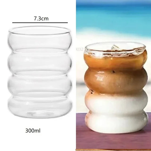 DecorBites™ Gourd Shape Glass Cup Set for Coffee, Whiskey, Wine, Yogurt - 300/520ml