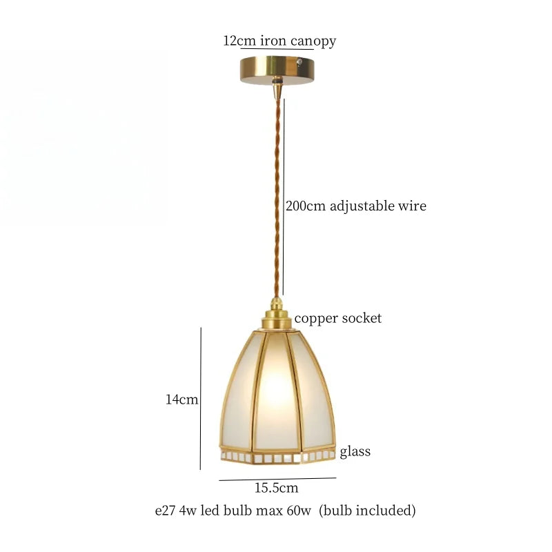 DecorBites™ Glass LED Hanging Lamp | Minimalist Copper Pendant Light